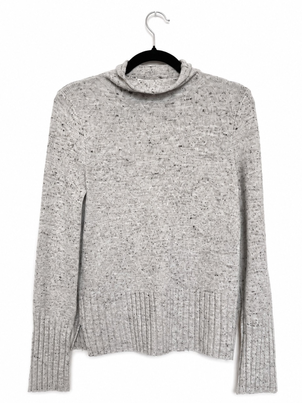 Madewell Speckled Mock Neck Wool-Blend Sweater Gray Knit Pullover Size Medium